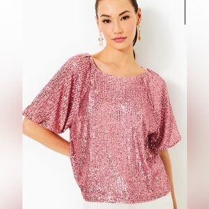 Worn once! Pink sequin Lilly Cressida top!